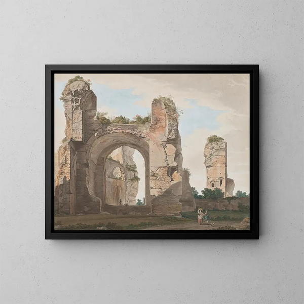 Ansicht der Ruinen der Thermen des Caracalla - Giovanni Battista Lusieri — gerahmtes Bild an der Wand