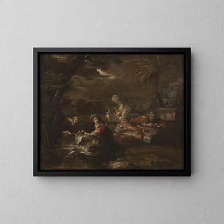 Repos pendant la fuite en Égypte - Giovanni Battista Pace — gerahmtes Bild an der Wand