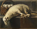 Ein Lamm, das neben einem Eierkorb gefesselt ist, eine Allegorie auf Ostern - Giovanni Battista Recco — Ansicht des Kunstwerks