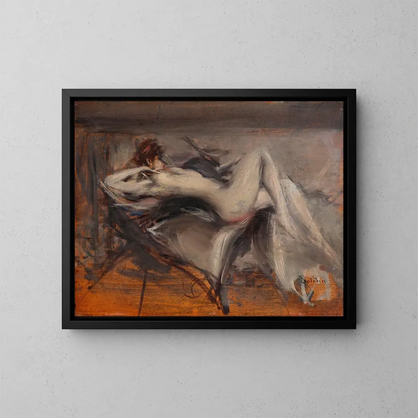 Frauenakt Gemälde - Giovanni Boldini — gerahmtes Bild an der Wand