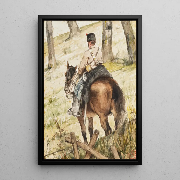 Cavalier en reconnaissance - Giovanni Fattori — gerahmtes Bild an der Wand
