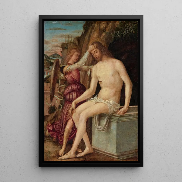 Der auferstandene Christus mit einem Engel - Giovanni Francesco Maineri — gerahmtes Bild an der Wand