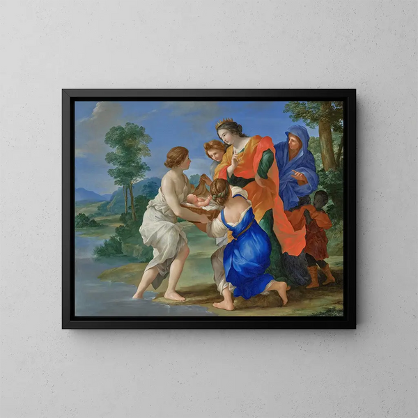 Die Entdeckung Moses - Giovanni Francesco Romanelli — gerahmtes Bild an der Wand