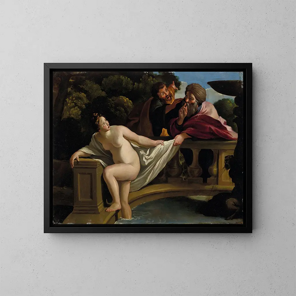 Susanne und die alten Männer - Giovanni Lanfranco — gerahmtes Bild an der Wand