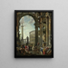 Ein architektonischer Laune mit dem Philosophen Diogenes und anderen Figuren - Giovanni Paolo Panini — gerahmtes Bild an der Wand