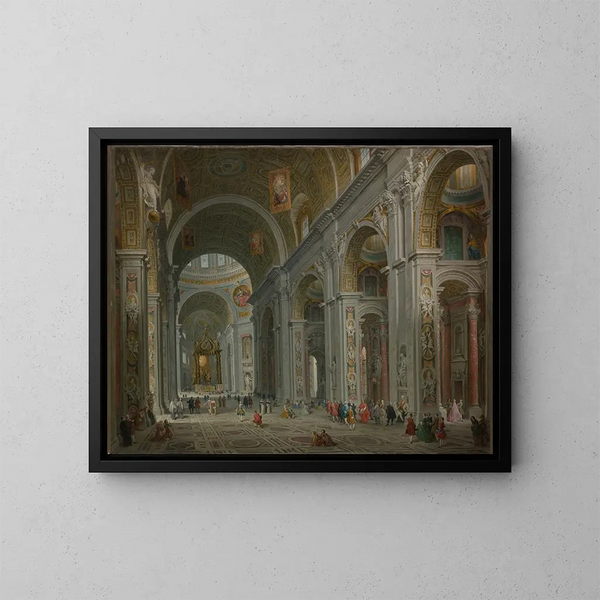 Innenansicht von Saint-Pierre in Rom - Giovanni Paolo Panini — gerahmtes Bild an der Wand