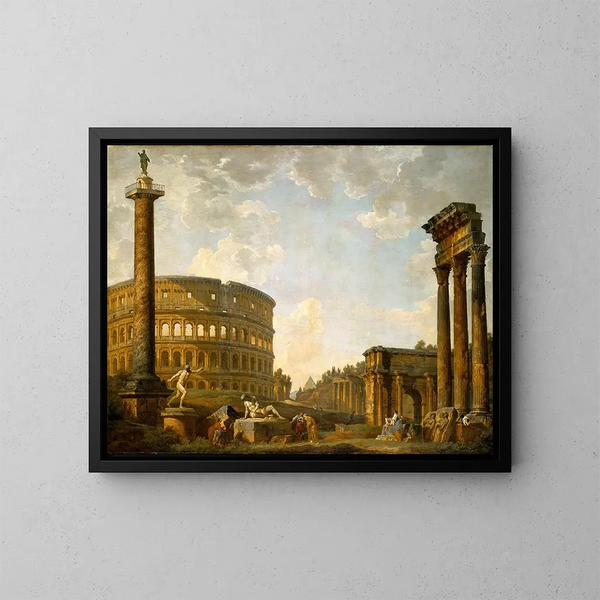 Caprice romain: Das Kolosseum und andere Denkmäler - Giovanni Paolo Panini — gerahmtes Bild an der Wand