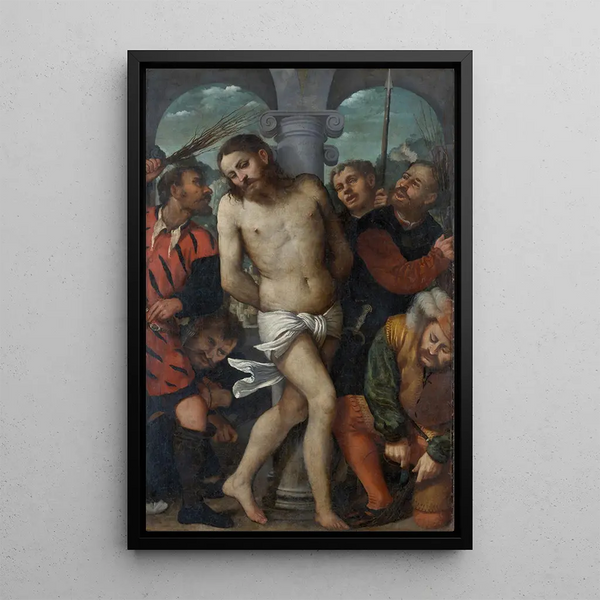 La Flagellation - Girolamo Romanino — gerahmtes Bild an der Wand