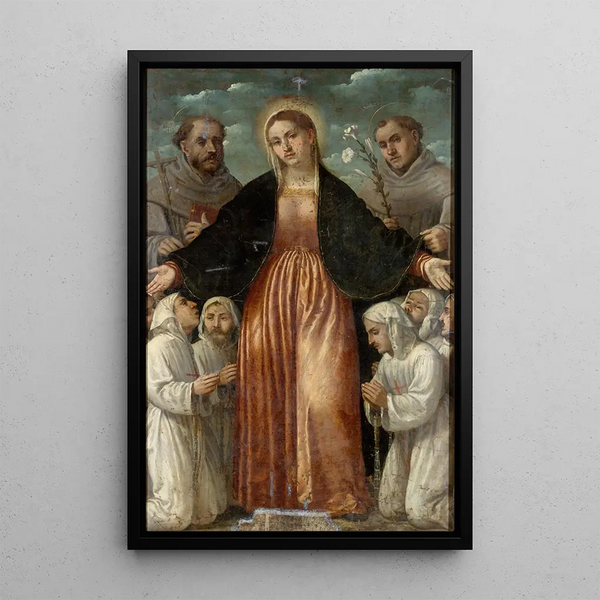 Das Marienbild der Barmherzigkeit - Girolamo Romanino — gerahmtes Bild an der Wand