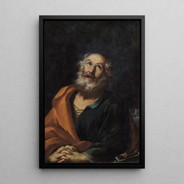 Saint Pierre pénitent - Girolamo Troppa — gerahmtes Bild an der Wand