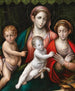 Die Jungfrau mit Kind mit dem heiligen Johannes dem Täufer und der heiligen Katharina von Alexandria - Giulio Francia und Atelier — Ansicht des Kunstwerks