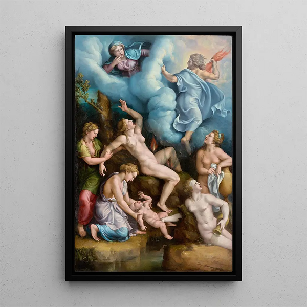 Die Geburt des Bacchus - Giulio Romano — gerahmtes Bild an der Wand