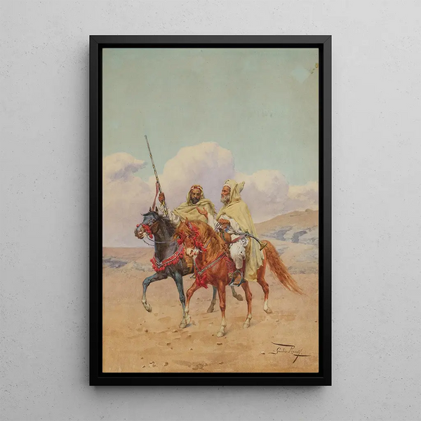 Kamele in der Wüste - Giulio Rosati — gerahmtes Bild an der Wand