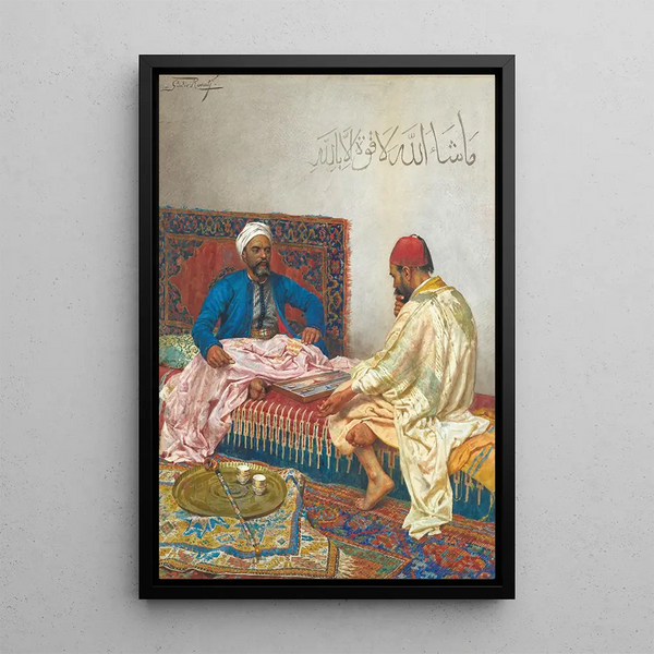 Die Backgammon-Spieler - Giulio Rosati — gerahmtes Bild an der Wand