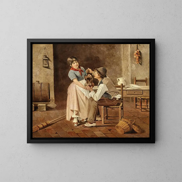 Ein Glas Wein - Giulio del Torre — gerahmtes Bild an der Wand