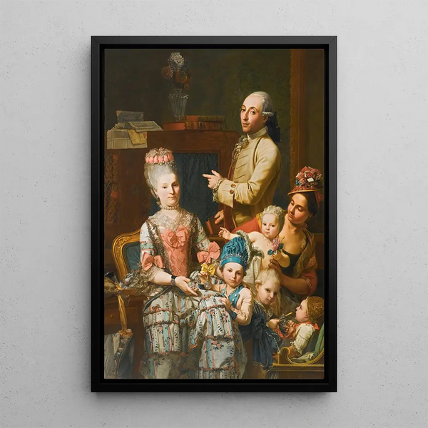 Portrait von Antonio Ghedini und seiner Familie - Giuseppe Baldrighi — gerahmtes Bild an der Wand