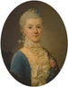 Portrait einer Dame in einem blauen Kleid und einem Spitzenkragen - Giuseppe Baldrighi — Ansicht des Kunstwerks