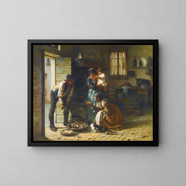 Der Fischhändler - Giuseppe Barison — gerahmtes Bild an der Wand