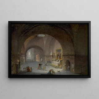 Giuseppe Bernardino Bison - Interior of churches with people praying.webp
