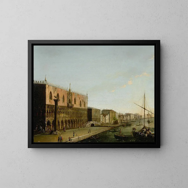 Venedig, Blick vom Molo mit dem Dogenpalast - Giuseppe Borsato — gerahmtes Bild an der Wand