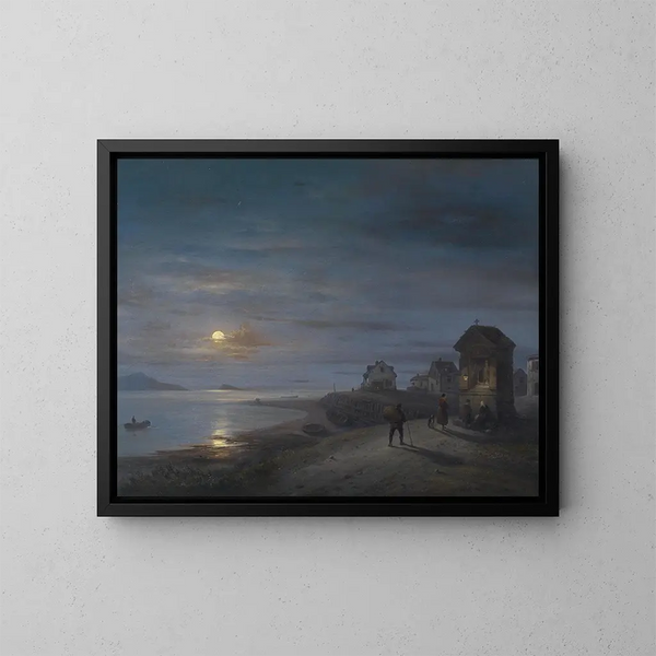 Küstenlandschaft unter dem zunehmenden Mond - Giuseppe Canella — gerahmtes Bild an der Wand