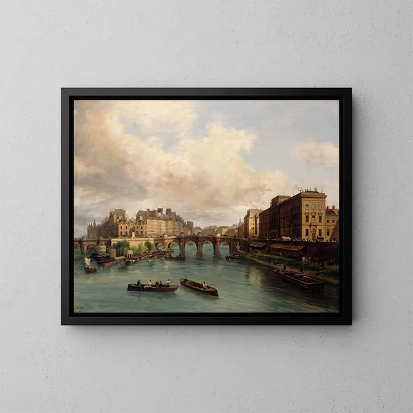 L'île de la Cité et le quai Conti vus de la passerelle des Arts - Giuseppe Canella — gerahmtes Bild an der Wand
