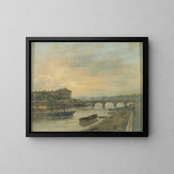 Das Palais Bourbon und die Louis XVI-Brücke, Brücke der Concorde - Giuseppe Canella — gerahmtes Bild an der Wand