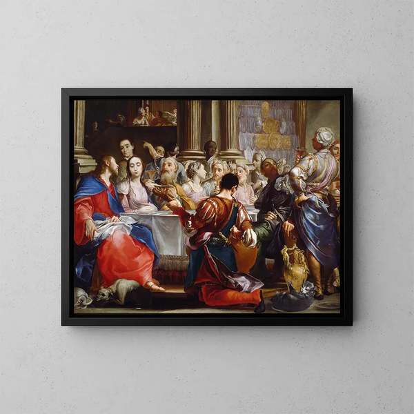 Die Hochzeit zu Kana - Giuseppe Maria Crespi — gerahmtes Bild an der Wand
