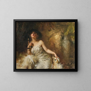 Portrait einer sitzenden Dame - Giuseppe Palanti — gerahmtes Bild an der Wand