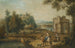 Landschaftsgemälde mit einer römischen Ruine und ruhenden Figuren in der Nähe eines Bachs - Giuseppe Zais — Ansicht des Kunstwerks
