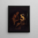 Junger Mann und Frau, die eine Venus-Statue im Licht einer Lampe studieren - Godfried Schalcken — gerahmtes Bild an der Wand
