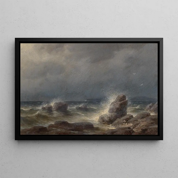 Wellen vor der Küste der Insel Melada - Gottfried Seelos — gerahmtes Bild an der Wand