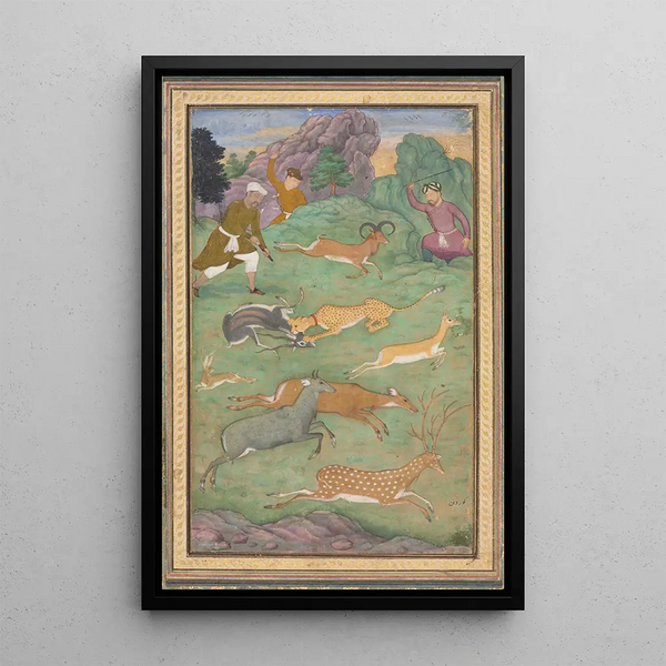 Jagd auf Antilope und Hirsch - Govardhan — gerahmtes Bild an der Wand
