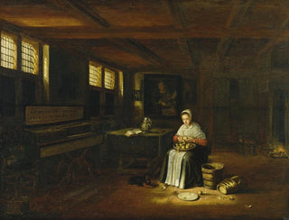 Govert Dircksz Camphuysen - A Woman in an Interior Peeling Vegetables.webp