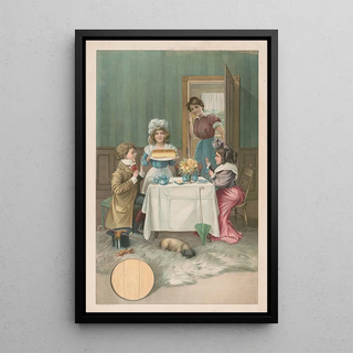 Gray Litho Co - Interior scene with children having tea and being served bread.webp