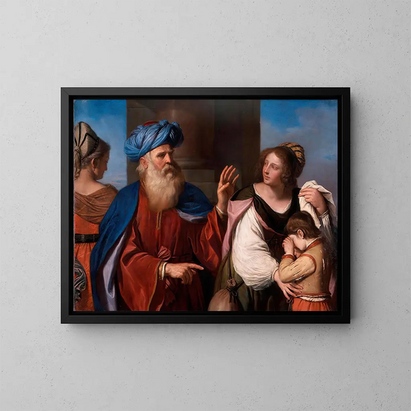 Abraham jagt Agar und Ismael - Guercino — gerahmtes Bild an der Wand