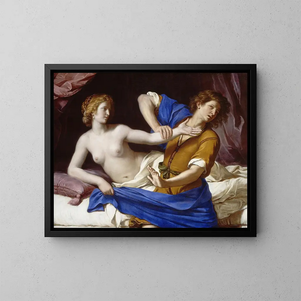 Joseph und die Frau des Potiphar - Guercino — gerahmtes Bild an der Wand