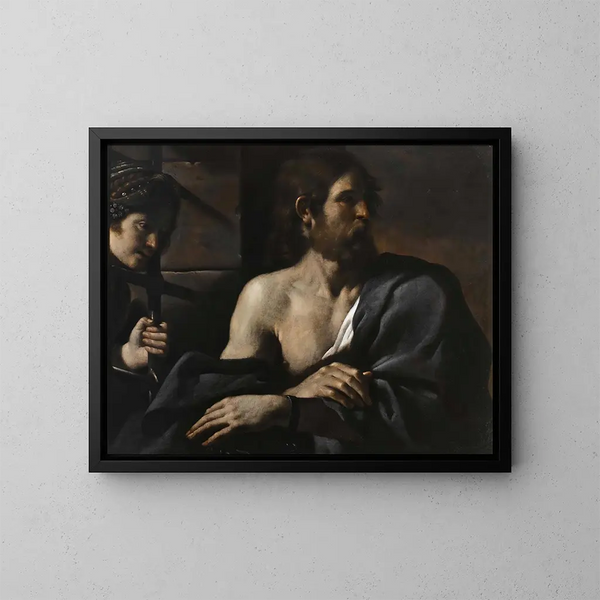 Saint Jean-Baptiste en prison visité par Salomé - Guercino — gerahmtes Bild an der Wand