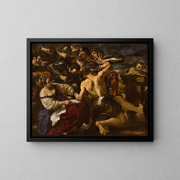 Samson gefangen von den Philistern - Guercino — gerahmtes Bild an der Wand