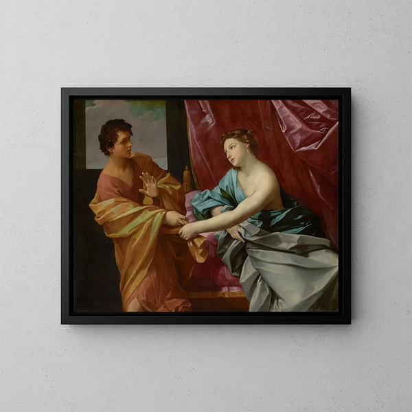 Joseph und die Frau des Potiphar - Guido Reni — gerahmtes Bild an der Wand