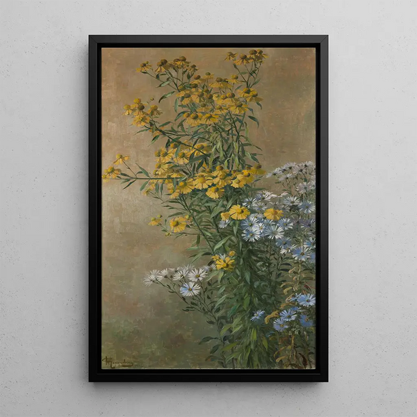 Herbstblumen Sonnenblumen und Herbstastern - Gunnar Gunnarsson Wennerberg — gerahmtes Bild an der Wand