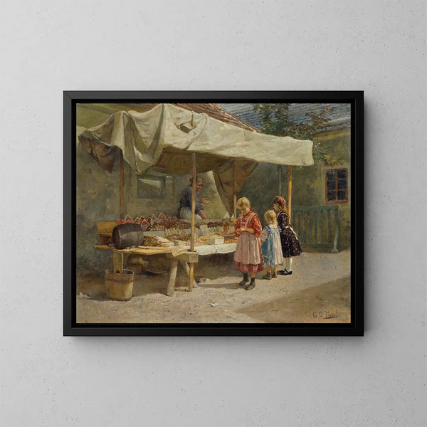 Am Lebkuchenstand - Gustav August Hessl — gerahmtes Bild an der Wand