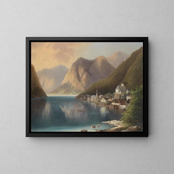 Ansicht von Hallstatt - Gustav Barbarini — gerahmtes Bild an der Wand
