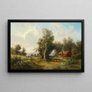Gustav Barbarini - Landscape in the Alpine Foothills with Grazing Cattle.webp