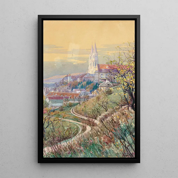 Ansicht der Klosterneuburg Abteikirche - Gustav Feith — gerahmtes Bild an der Wand