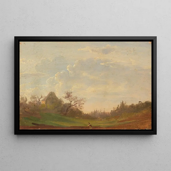 Gustav Friedrich Papperitz - Landschaftsstudie mit pflgendem Bauern.webp