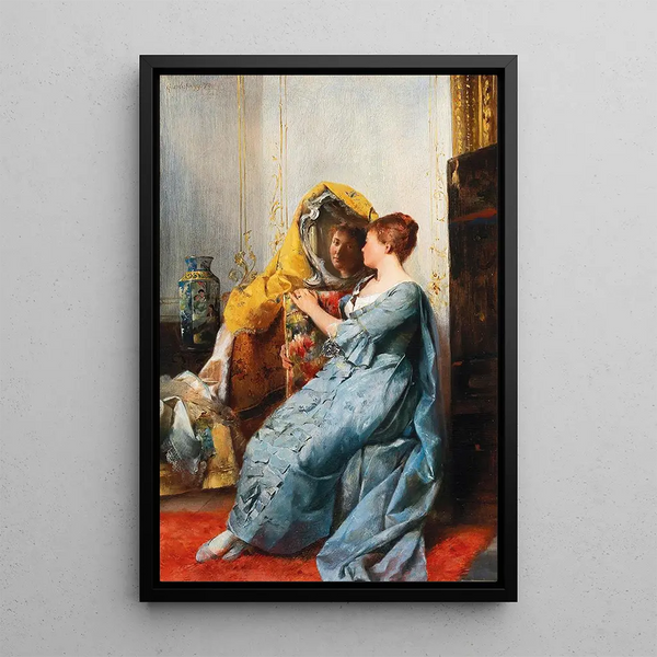 Dame im Boudoir - Gustav Holweg-Glantschnigg — gerahmtes Bild an der Wand