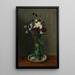 Ancolies et œillets dans un vase vert - Gustav Kampmann — gerahmtes Bild an der Wand