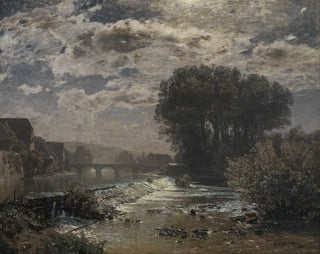 Gustav Schnleber - Mondnacht am Enzwehr bei Besigheim.webp
