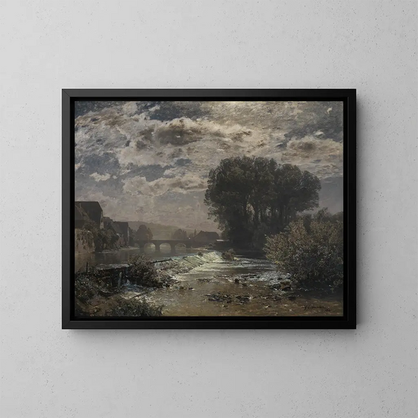 Nacht des Mondes bei Enzwehr in der Nähe von Besigheim - Gustav Schönleber — gerahmtes Bild an der Wand
